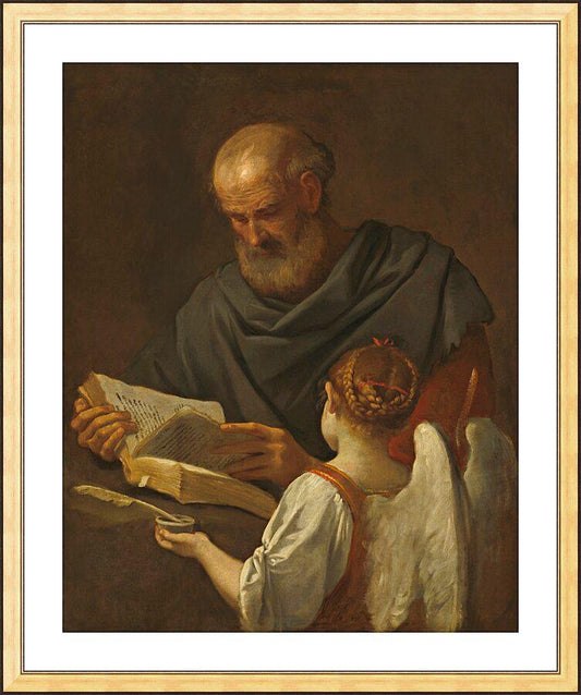 Wall Frame Gold, Matted - St. Matthew and Angel by Museum Art - Trinity Stores