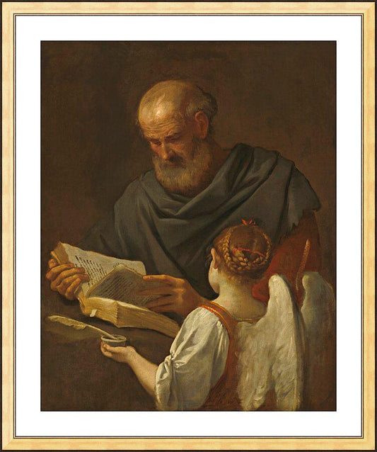 Wall Frame Gold, Matted - St. Matthew and Angel by Museum Art - Trinity Stores