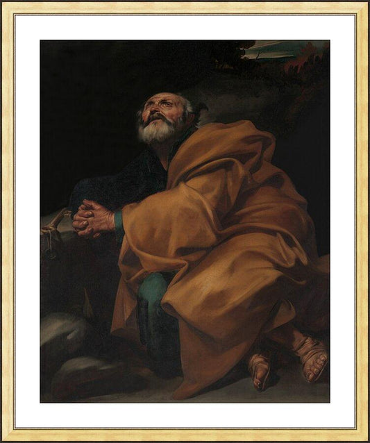 Wall Frame Gold, Matted - Tears of St. Peter by Museum Art - Trinity Stores