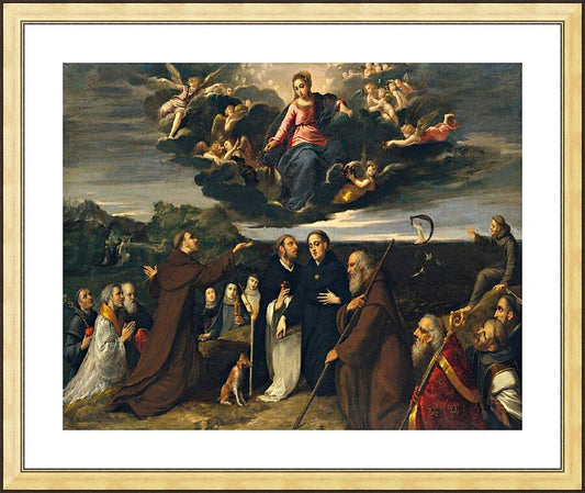 Wall Frame Gold, Matted - Mary Adored by Saints by Museum Art - Trinity Stores