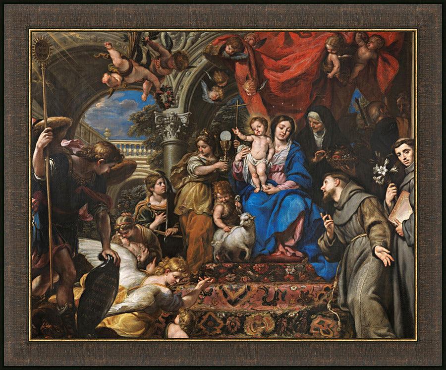 Wall Frame Espresso - Mary and Child Between Theological Virtues and Saints by Museum Art - Trinity Stores