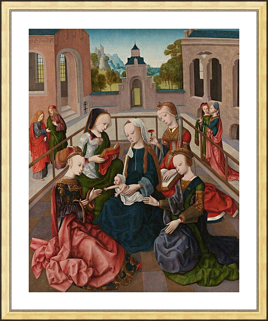 Wall Frame Gold, Matted - Mary and Child with Four Holy Virgins by Museum Art - Trinity Stores
