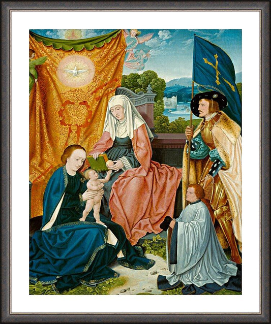 Wall Frame Espresso, Matted - Mary and Child with Sts. Anne, Gereon, and a Donor by Museum Art - Trinity Stores