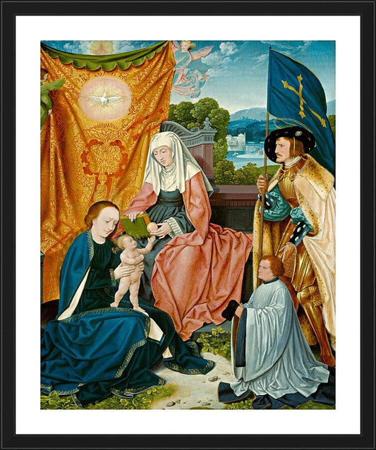 Wall Frame Black, Matted - Mary and Child with Sts. Anne, Gereon, and a Donor by Museum Art - Trinity Stores