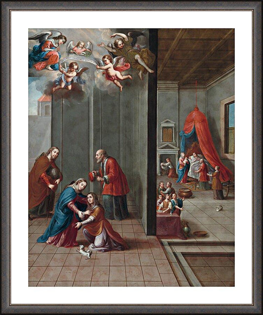 Wall Frame Espresso, Matted - Visitation and Birth of St. John the Baptist by Museum Art - Trinity Stores