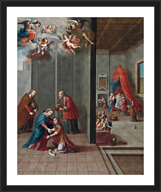 Wall Frame Black, Matted - Visitation and Birth of St. John the Baptist by Museum Art - Trinity Stores