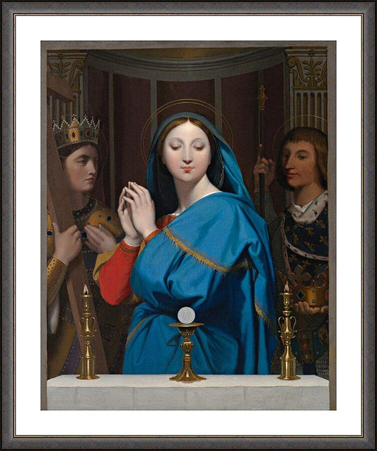 Wall Frame Espresso, Matted - Mary Adoring the Host by Museum Art - Trinity Stores
