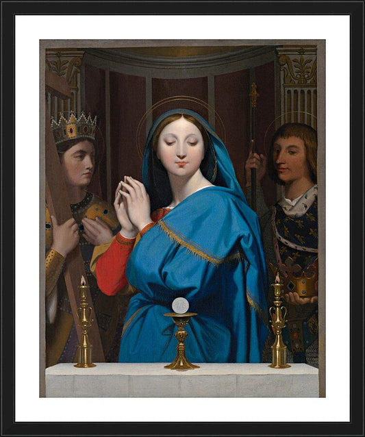 Wall Frame Black, Matted - Mary Adoring the Host by Museum Art - Trinity Stores