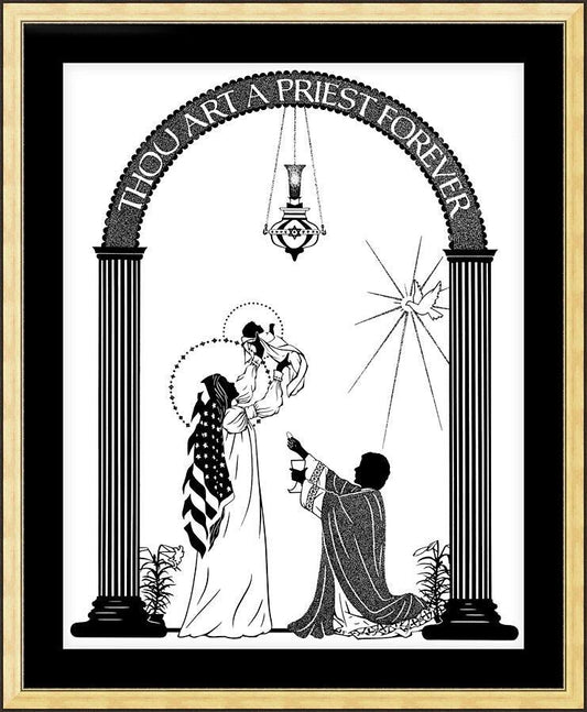 Wall Frame Gold, Matted - Thou Art A Priest Forever by Dan Paulos - Trinity Stores