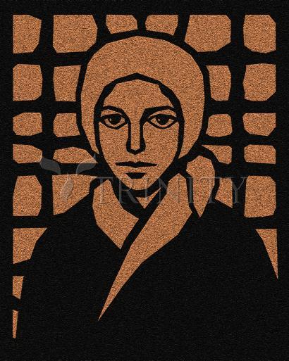 Wall Frame Espresso, Matted - St. Bernadette of Lourdes - Brown Glass by Dan Paulos - Trinity Stores