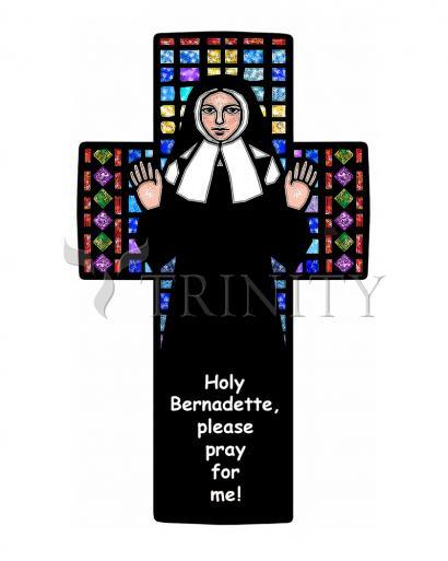 Wall Frame Espresso, Matted - St. Bernadette of Lourdes - Cross by Dan Paulos - Trinity Stores