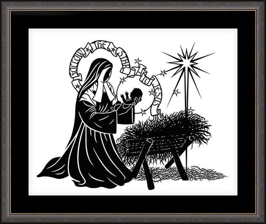 Wall Frame Espresso, Matted - St. Bernadette of Lourdes - Manger by Dan Paulos - Trinity Stores