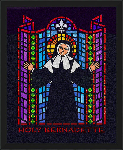 Wall Frame Black - St. Bernadette of Lourdes - Window by Dan Paulos - Trinity Stores