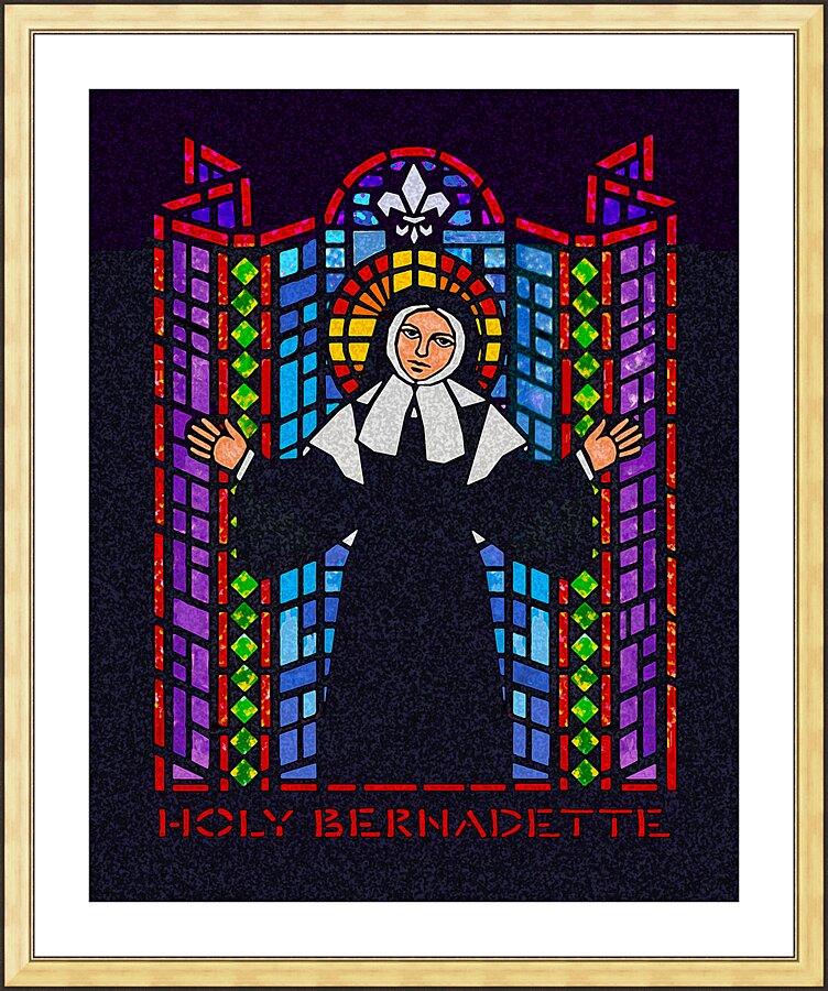 Wall Frame Gold, Matted - St. Bernadette of Lourdes - Window by Dan Paulos - Trinity Stores