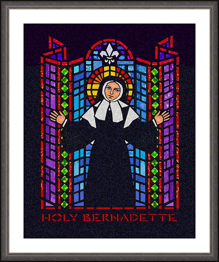 Wall Frame Espresso, Matted - St. Bernadette of Lourdes - Window by Dan Paulos - Trinity Stores