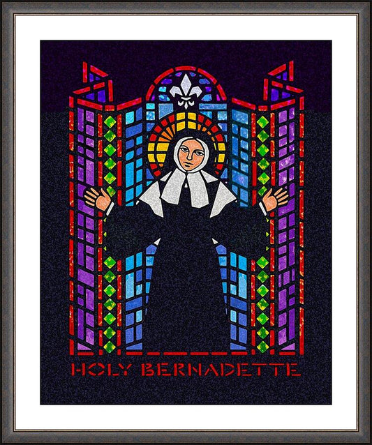 Wall Frame Espresso, Matted - St. Bernadette of Lourdes - Window by Dan Paulos - Trinity Stores