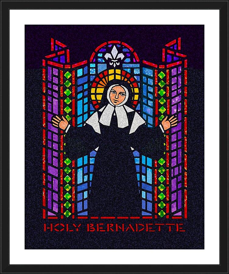 Wall Frame Black, Matted - St. Bernadette of Lourdes - Window by Dan Paulos - Trinity Stores