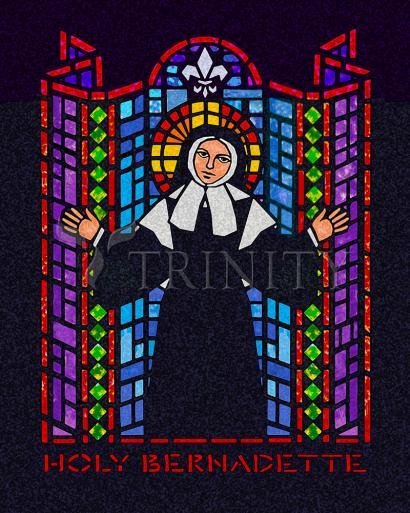 Wall Frame Gold, Matted - St. Bernadette of Lourdes - Window by Dan Paulos - Trinity Stores