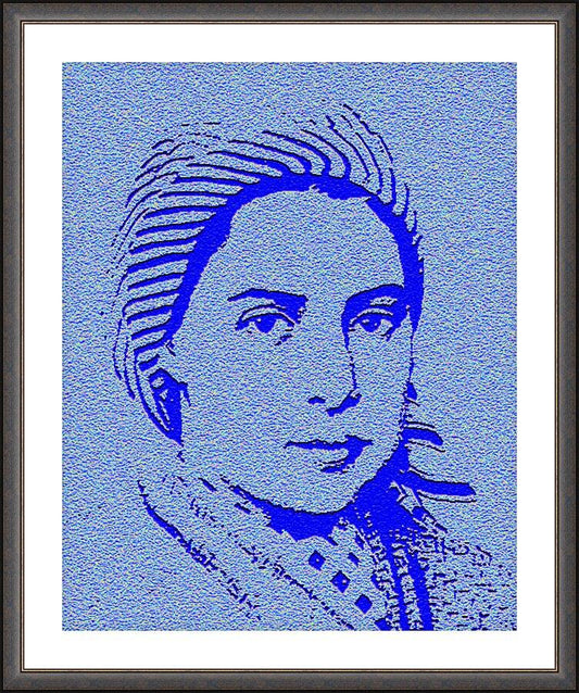 Wall Frame Espresso, Matted - St. Bernadette of Lourdes - In Blue by Dan Paulos - Trinity Stores