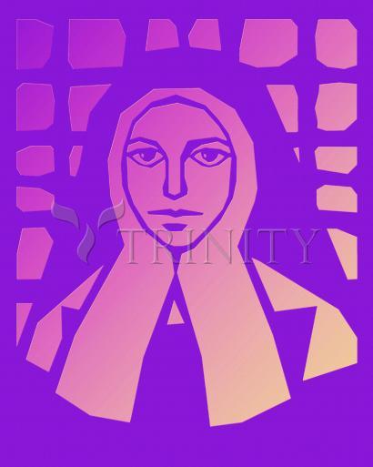 Wall Frame Black, Matted - St. Bernadette of Lourdes - Purple Glass by Dan Paulos - Trinity Stores