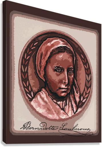 Canvas Print - St. Bernadette of Lourdes - Portrait with Signature by Dan Paulos - Trinity Stores