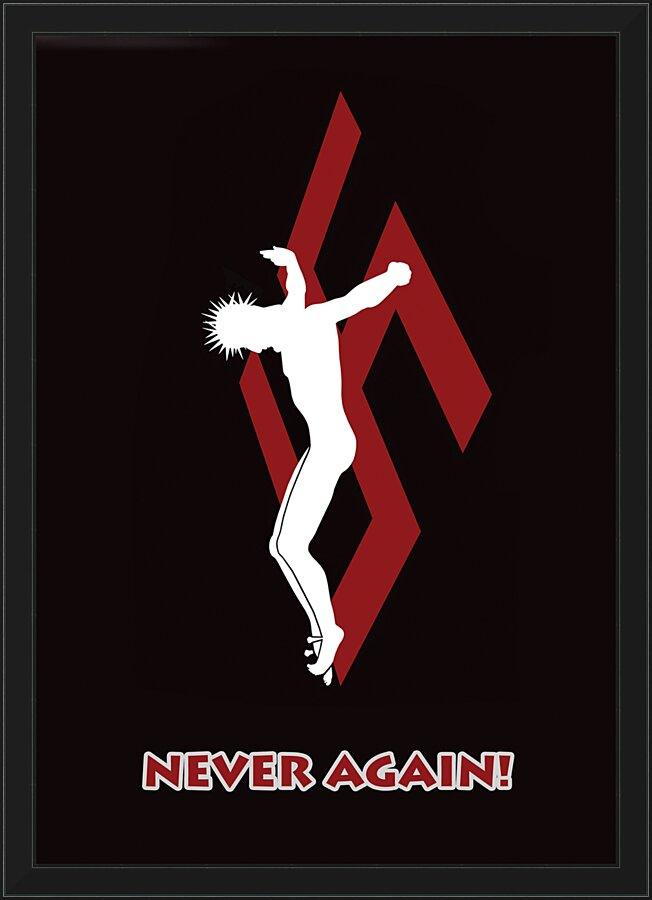 Wall Frame Black - Crucifix - Never Again by Dan Paulos - Trinity Stores