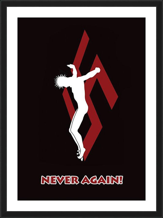 Wall Frame Black, Matted - Crucifix - Never Again by Dan Paulos - Trinity Stores