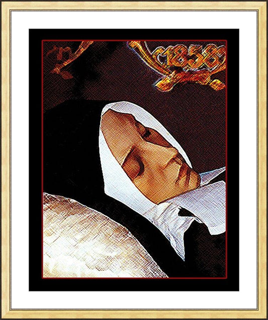 Wall Frame Gold, Matted - St. Bernadette of Lourdes, Death of by Dan Paulos - Trinity Stores