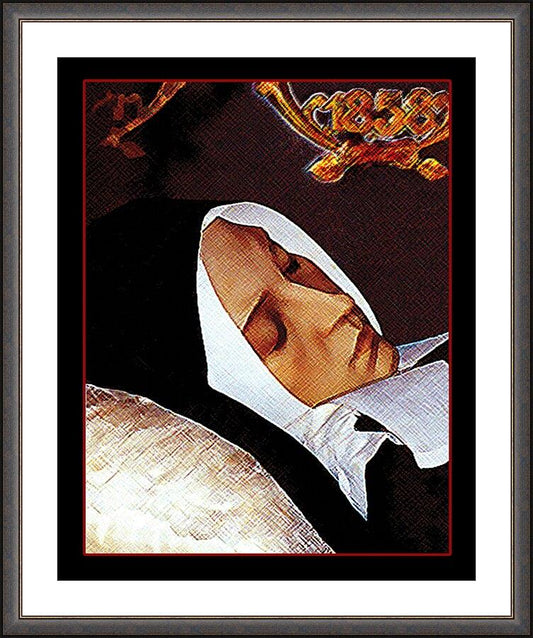 Wall Frame Espresso, Matted - St. Bernadette of Lourdes, Death of by Dan Paulos - Trinity Stores