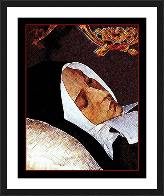 Wall Frame Black, Matted - St. Bernadette of Lourdes, Death of by Dan Paulos - Trinity Stores