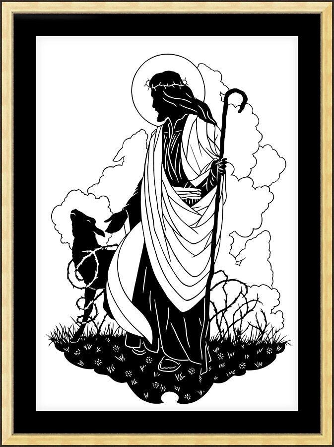 Wall Frame Gold, Matted - Good Shepherd by Dan Paulos - Trinity Stores