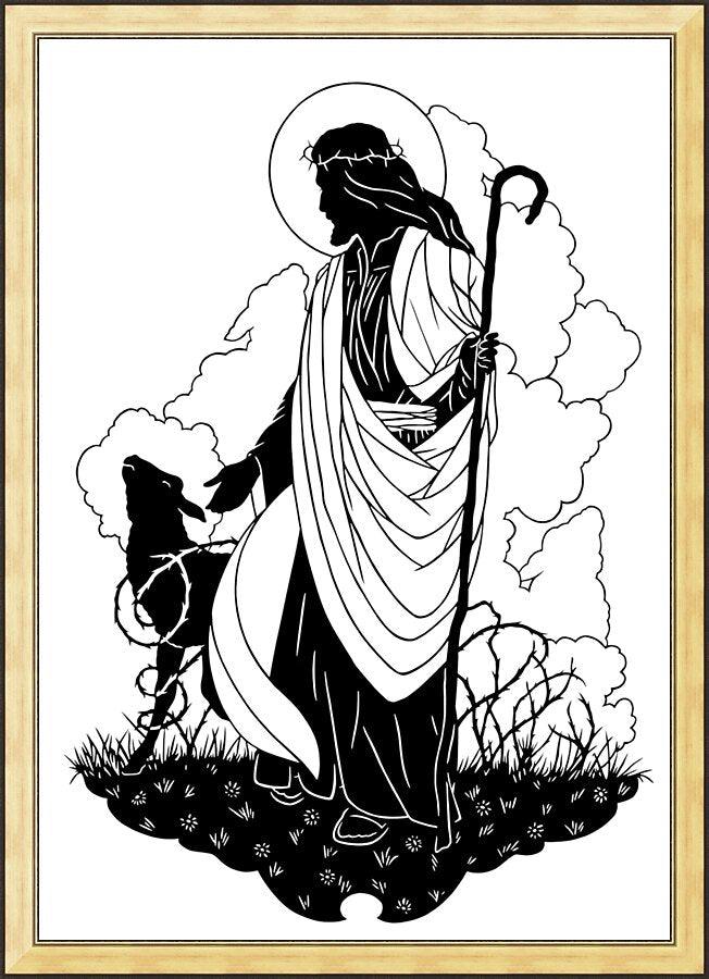 Wall Frame Gold - Good Shepherd by Dan Paulos - Trinity Stores