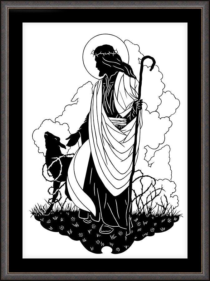 Wall Frame Espresso, Matted - Good Shepherd by Dan Paulos - Trinity Stores