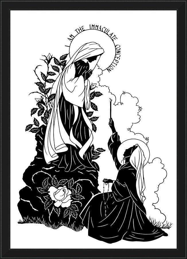Wall Frame Black - Our Lady and St. Bernadette of Lourdes - "I Love Thee, Madame" by Dan Paulos - Trinity Stores