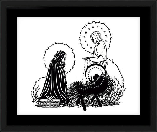 Wall Frame Black, Matted - St. Jeanne Jugan and Infant Jesus by Dan Paulos - Trinity Stores