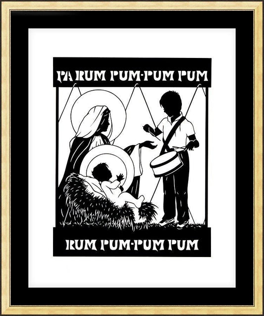 Wall Frame Gold, Matted - Little Drummer Boy by Dan Paulos - Trinity Stores