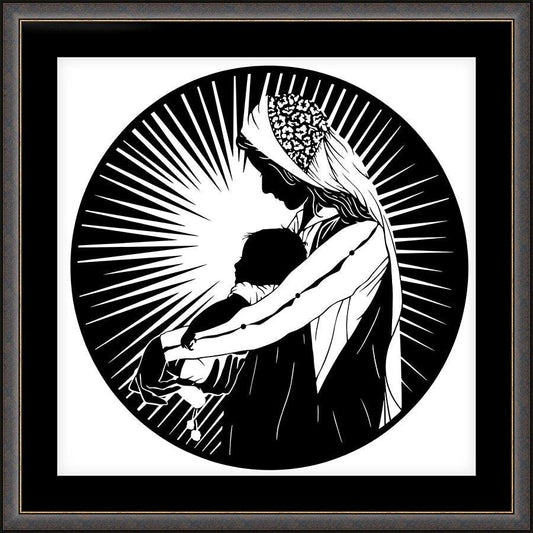 Wall Frame Espresso, Matted - Our Lady of the Light - ver.2 by Dan Paulos - Trinity Stores