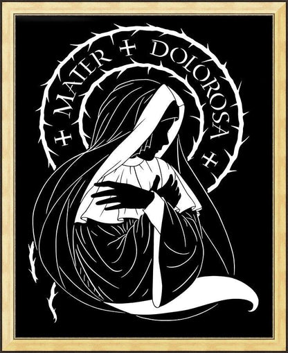 Wall Frame Gold - Mater Dolorosa - Mother of Sorrows by Dan Paulos - Trinity Stores