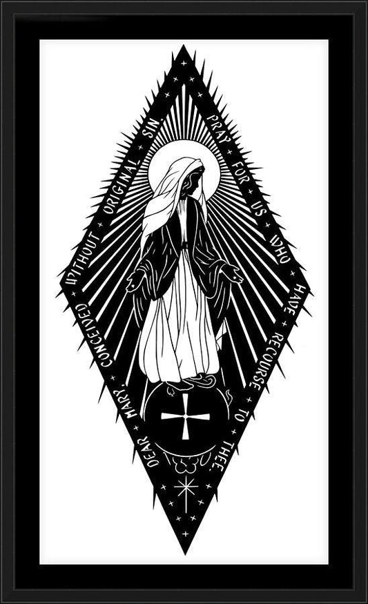 Wall Frame Black, Matted - Miraculous Medal by Dan Paulos - Trinity Stores