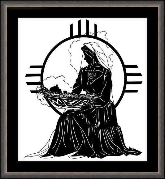 Wall Frame Espresso, Matted - Navajo Madonna by Dan Paulos - Trinity Stores