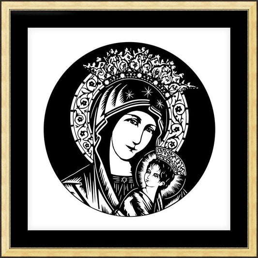 Wall Frame Gold, Matted - Our Lady of Perpetual Help - Detail by Dan Paulos - Trinity Stores