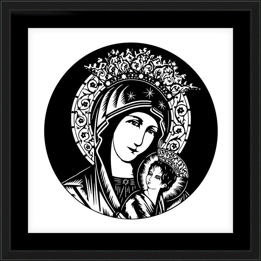Wall Frame Black, Matted - Our Lady of Perpetual Help - Detail by Dan Paulos - Trinity Stores