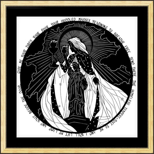 Wall Frame Gold, Matted - O Towering Pillars of Freedom by Dan Paulos - Trinity Stores