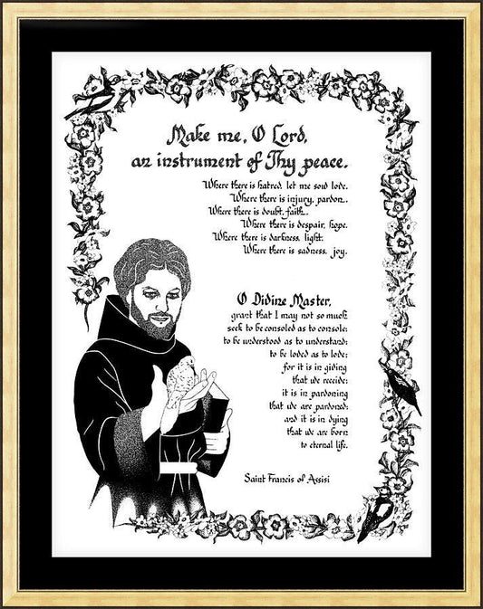 Wall Frame Gold, Matted - Prayer of St. Francis by Dan Paulos - Trinity Stores