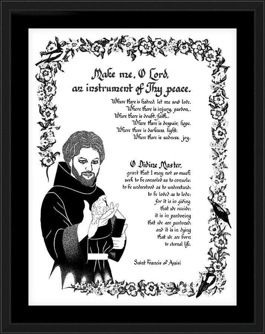 Wall Frame Black, Matted - Prayer of St. Francis by Dan Paulos - Trinity Stores