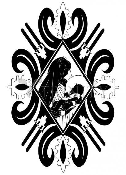 Wall Frame Black, Matted - Pueblo Madonna by Dan Paulos - Trinity Stores