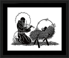 Wall Frame Black - Bl. Solanus Casey and Infant Jesus by D. Paulos
