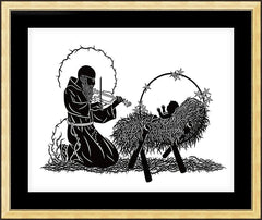 Wall Frame Gold - Bl. Solanus Casey and Infant Jesus by D. Paulos