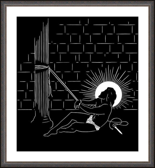 Wall Frame Espresso, Matted - Scourging by Dan Paulos - Trinity Stores