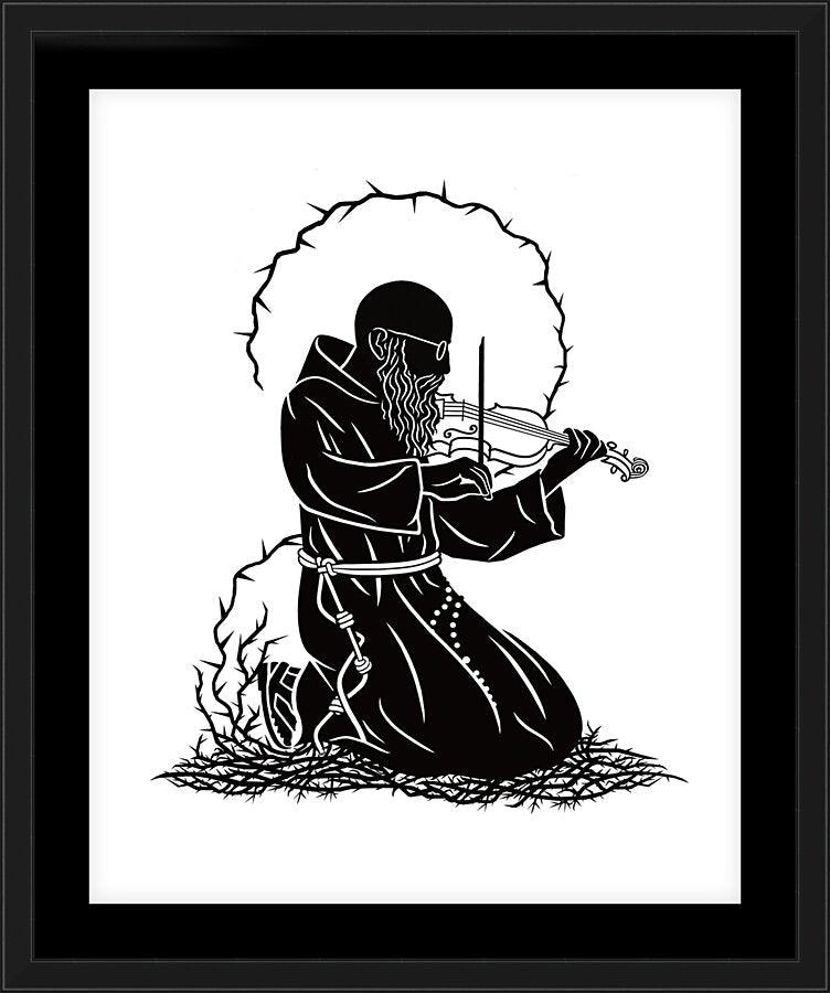 Wall Frame Black, Matted - Bl. Solanus Casey Violin by Dan Paulos - Trinity Stores